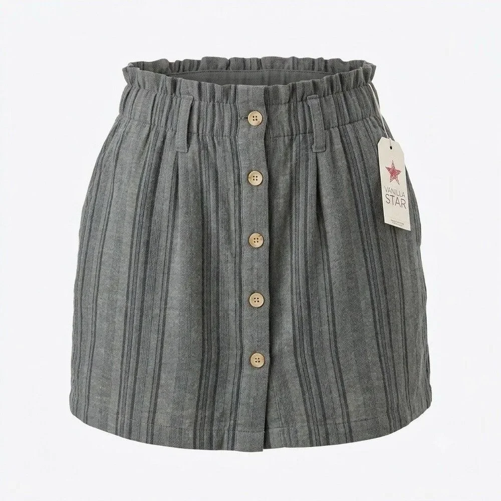 Vanilla Star Women's Striped Paperbag Waist Skirt Size Large NWT